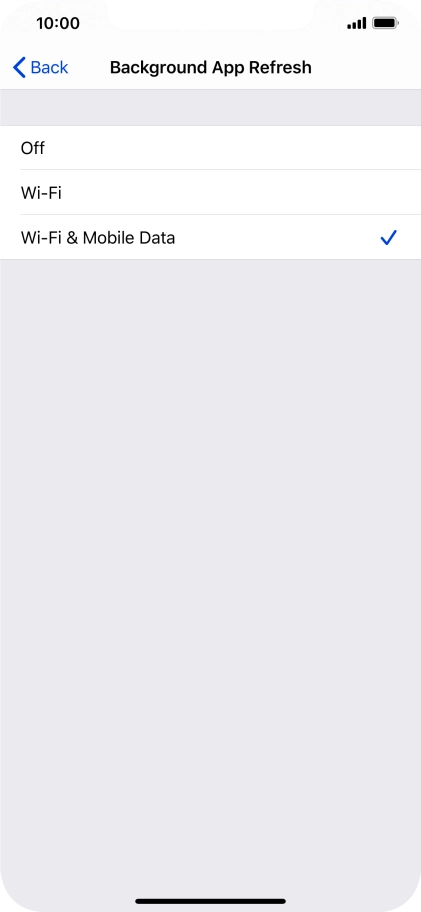 To turn off background refresh of apps, press Off.