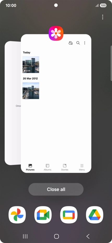 To end one running application, slide your finger upwards on the required application.