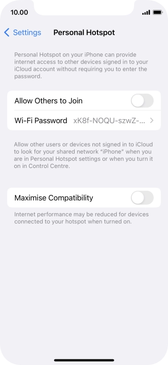 Press Wi-Fi Password and key in the required password.