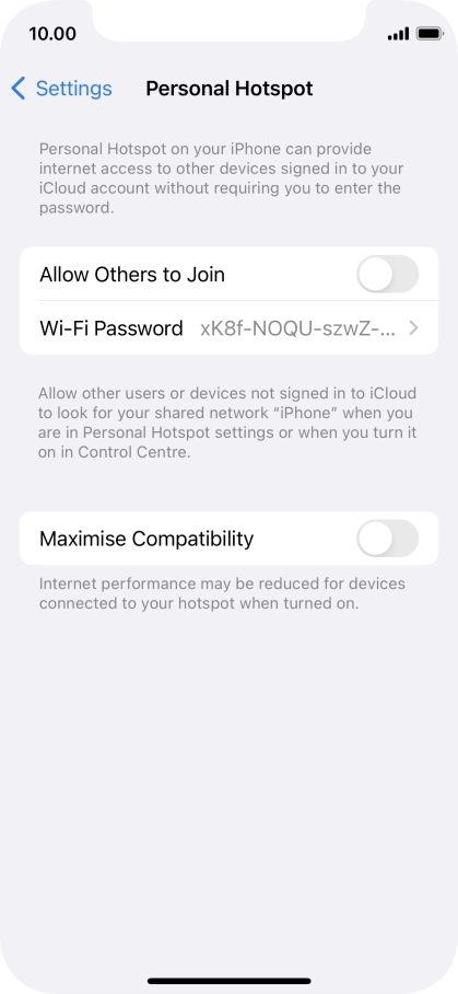 Press Wi-Fi Password and key in the required password.