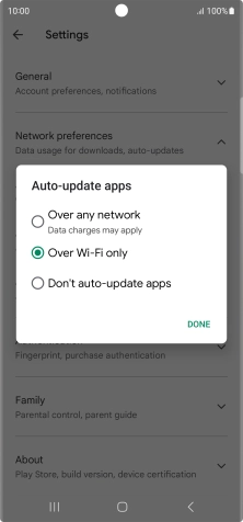 To turn on automatic update of apps using mobile network, press Over any network.