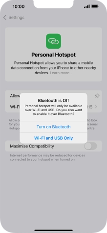 If Wi-Fi is turned on, press Wi-Fi and USB Only.
