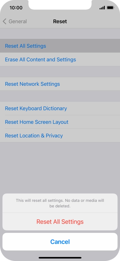 Press Reset All Settings.