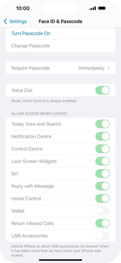 Press Turn Passcode On and key in a phone lock code of your own choice twice.