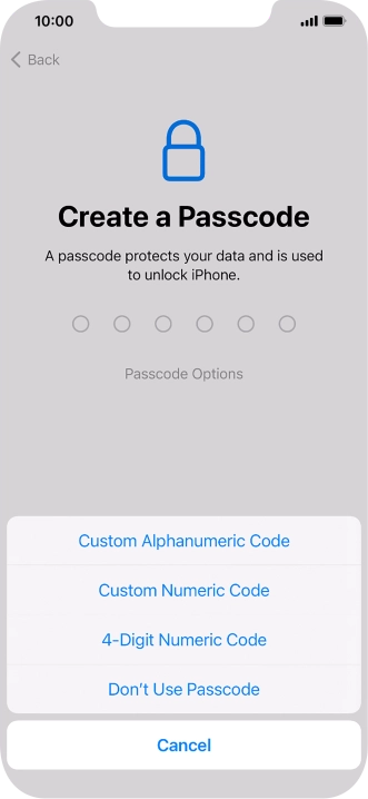 Follow the instructions on the screen to turn on use of phone lock code or press Don't Use Passcode. Follow the instructions on the screen to turn on use of phone lock code or press Don't Use Passcode.
