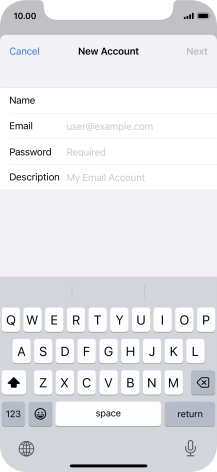 Press Email and key in your email address.