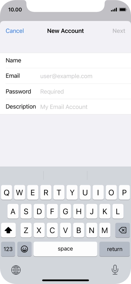 Press Email and key in your email address.