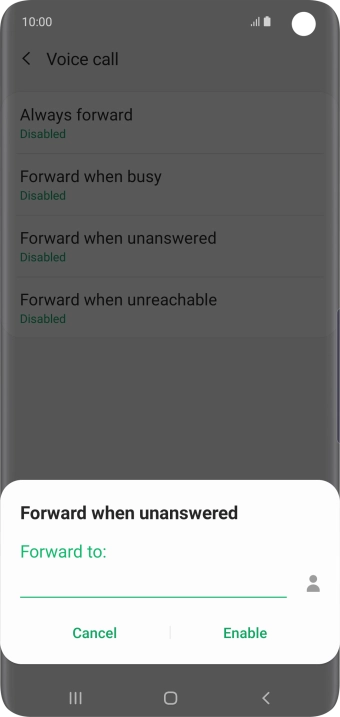 Key in (prefix) 5 (your phone number) and press Enable.