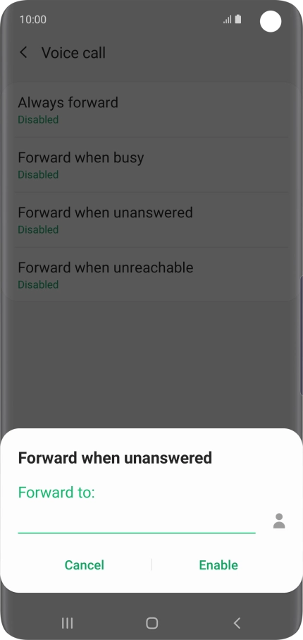Key in (prefix) 5 (your phone number) and press Enable.