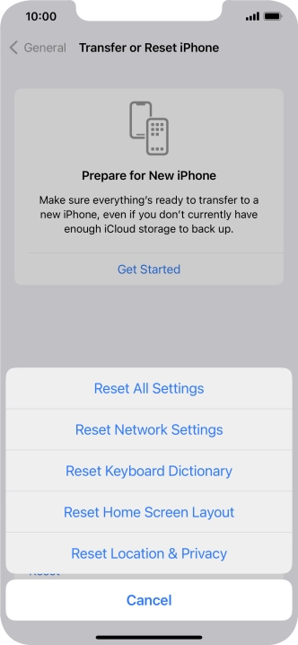 Press Reset All Settings. Press Reset All Settings.