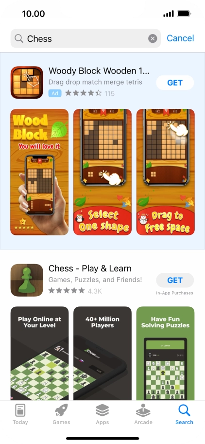 Press the required app.