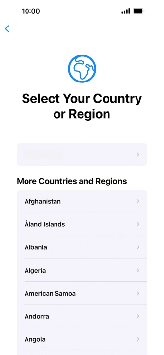 Press the required country or area.