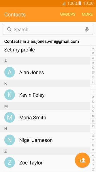 Press the new contact icon.