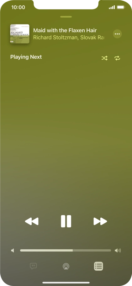 Press the shuffle icon to turn the function on or off. Press the shuffle icon to turn the function on or off.