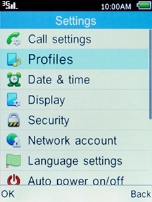 Select Profiles and press the Left selection key.