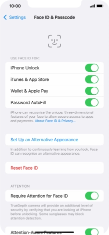 Press the indicators next to the required settings to turn them on or off.