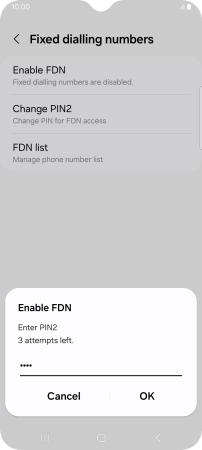 Key in your PIN2 and press OK.