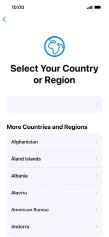 Press the required country or area.