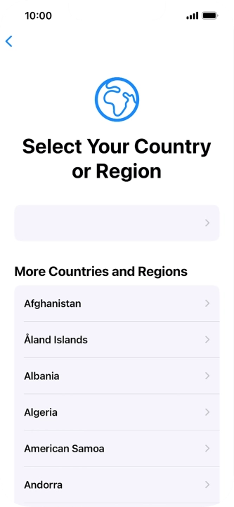 Press the required country or area.