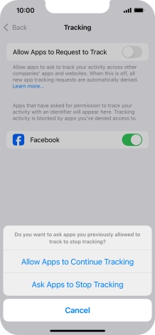 If you turn off the function, press the required setting.