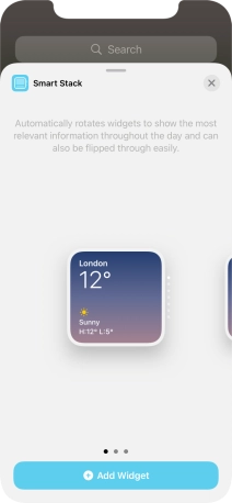 Slide your finger right or left on the screen to select the required widget size.