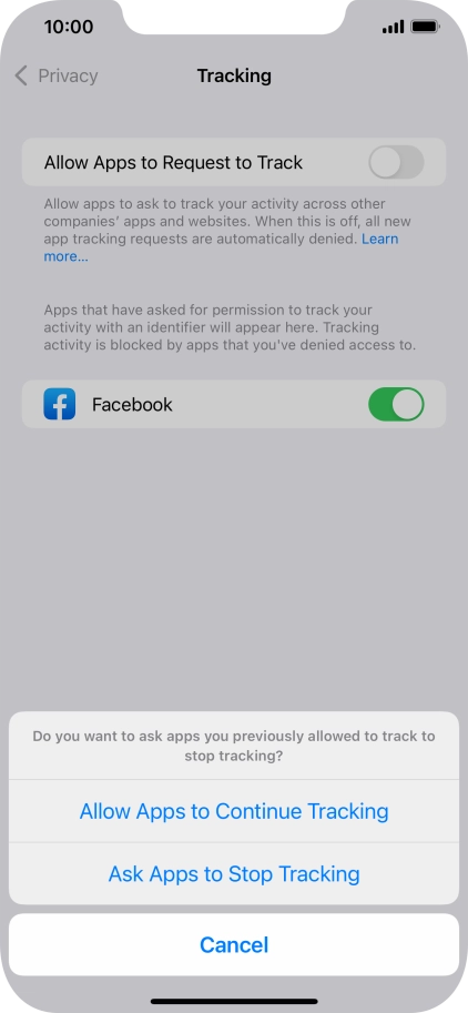 If you turn off the function, press the required setting.