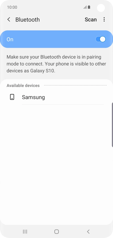 Press the required Bluetooth device and follow the instructions on the screen to pair the device with your phone. Press the required Bluetooth device and follow the instructions on the screen to pair the device with your phone.