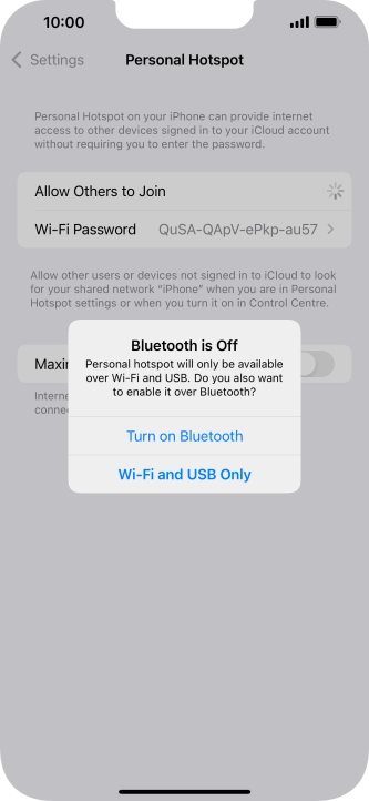 If Wi-Fi is turned on, press Wi-Fi and USB Only.