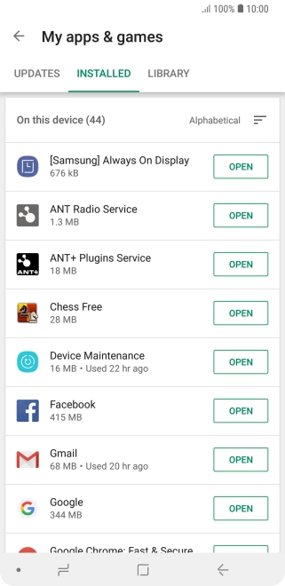 Press the required app.