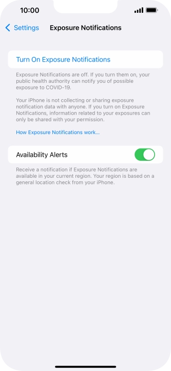 Press Turn On Exposure Notifications.
