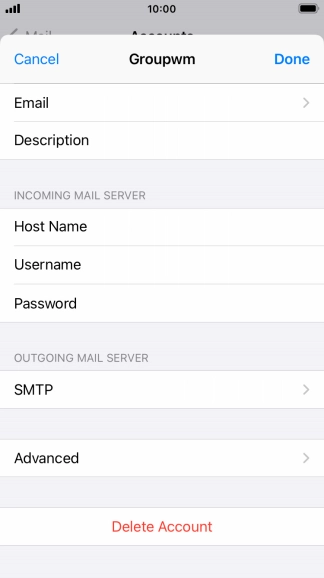 Press SMTP.
