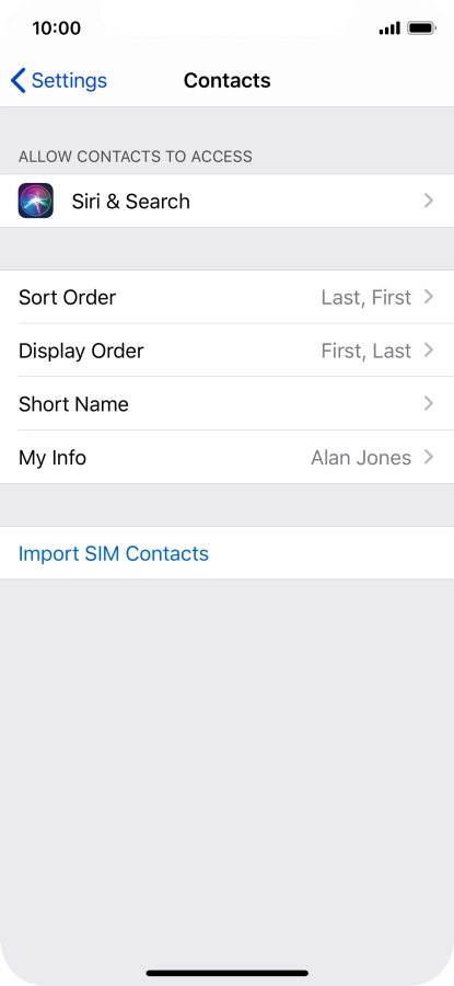 Press Import SIM Contacts.