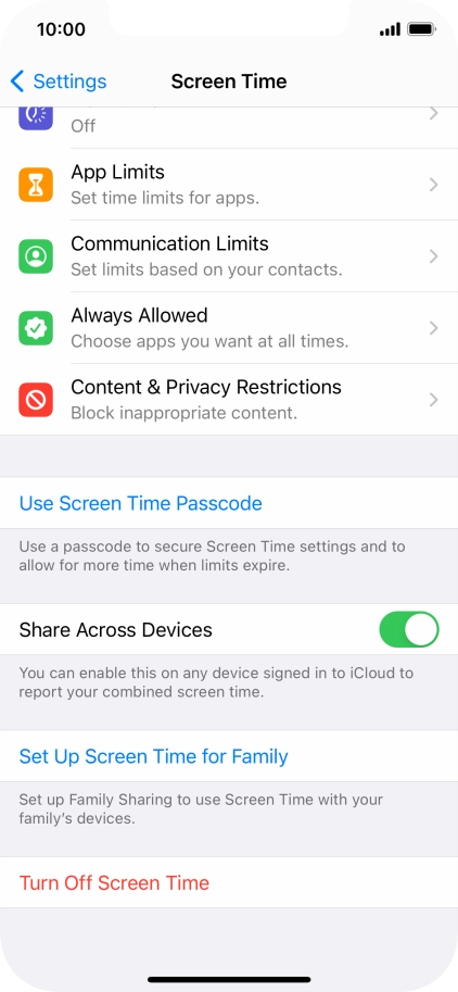 Press Use Screen Time Passcode and follow the instructions on the screen to select a Screen Time password. Press Use Screen Time Passcode and follow the instructions on the screen to select a Screen Time password.