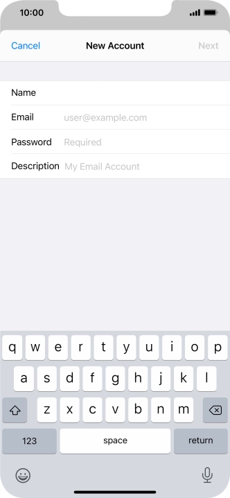 Press Email and key in your email address.