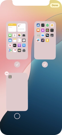 Press the delete icon next to the required home screen page. Press the delete icon next to the required home screen page.
