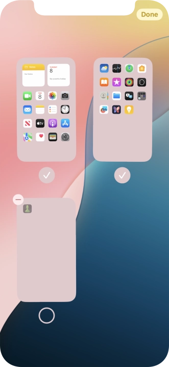 Press the delete icon next to the required home screen page. Press the delete icon next to the required home screen page.