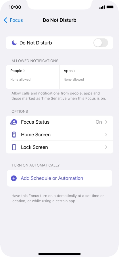 Press People and follow the instructions on the screen to select which contacts you would like to receive calls and notifications from when Do Not Disturb is turned on.