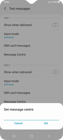 Key in +35387699989 and press Set.