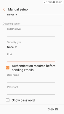 Press Authentication required before sending emails to turn off the function.