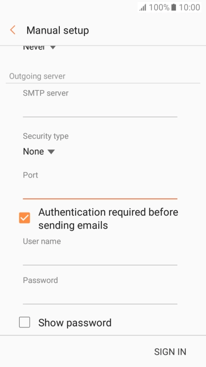 Press Authentication required before sending emails to turn off the function.