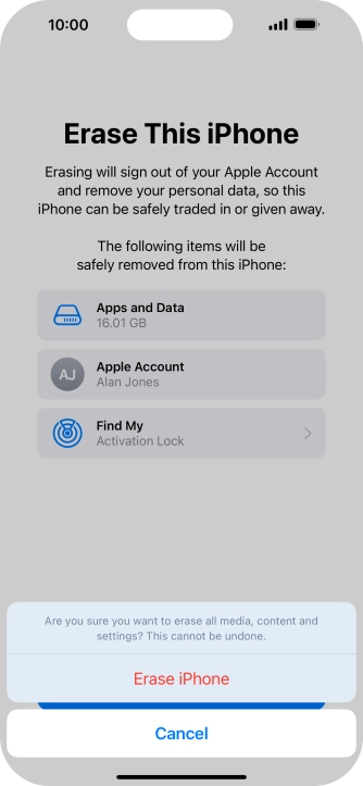Press Erase iPhone.