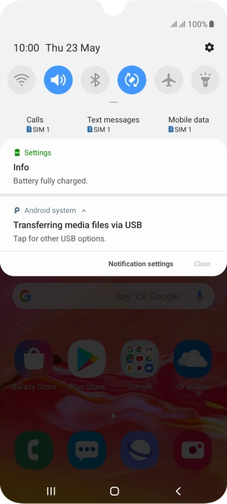 Press Tap for other USB options..