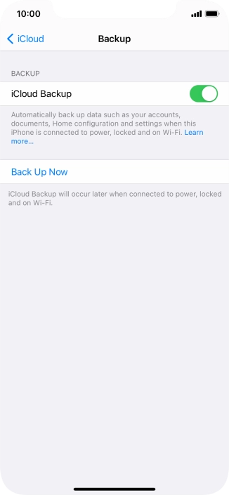 Press Back Up Now and wait while the phone memory is backed up.