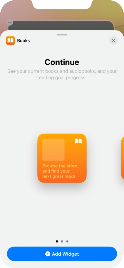 Slide your finger right or left on the screen to select the required widget size. Slide your finger right or left on the screen to select the required widget size.