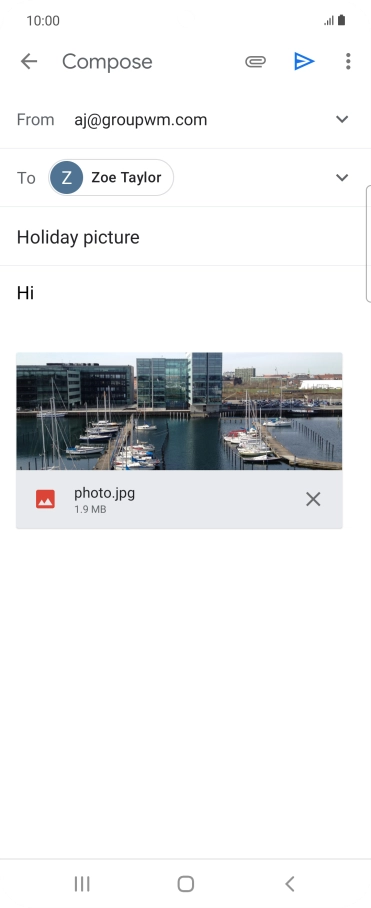 Press the send icon when you've finished your email message.