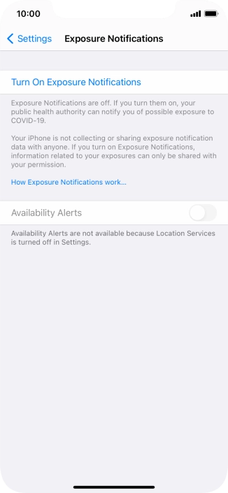 Press Turn On Exposure Notifications.