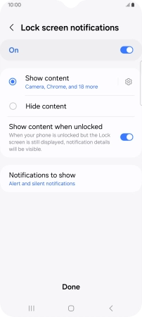 Press the required settings to turn them on or off.
