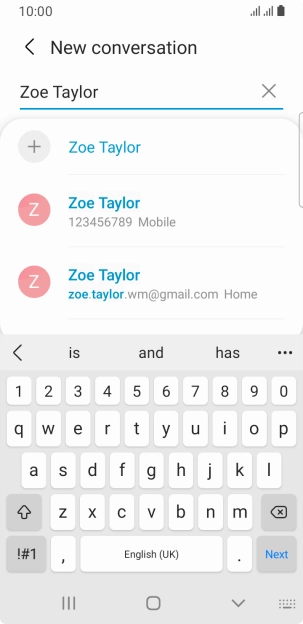 Press the required contact. Press the required contact.