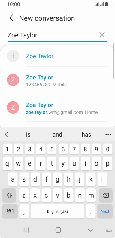 Press the required contact. Press the required contact.