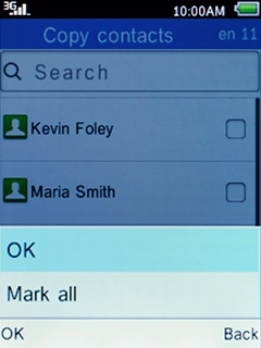 Select Mark all and press the Left selection key.